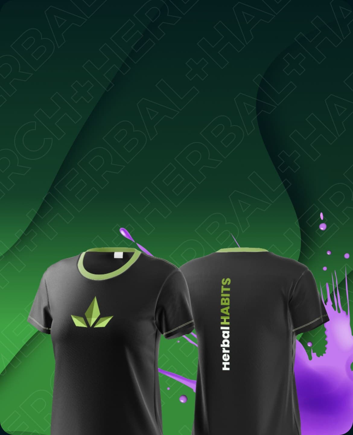 Black Herbal Habits t-shirts, front and back